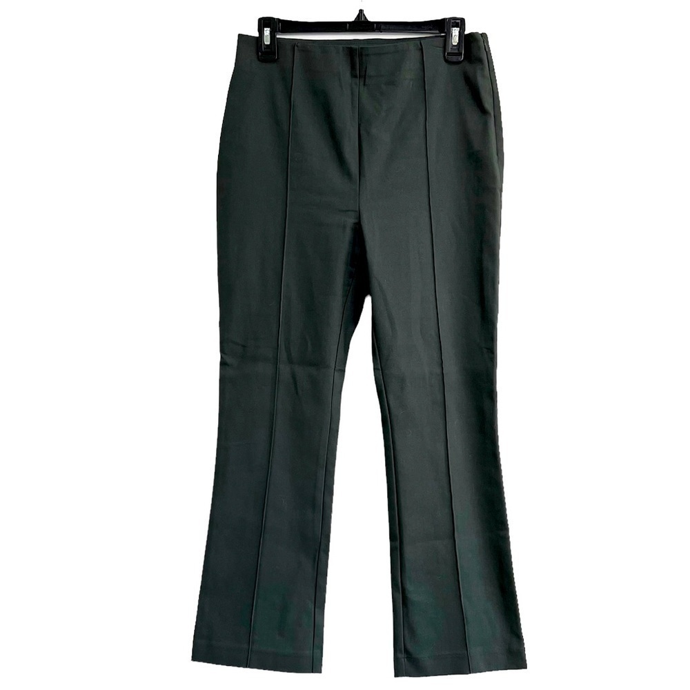 LOFT High Waist Cropped Pants Olive Green Color Side Zip Stretch Size 6